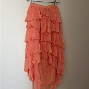 Coral Ruffle High-Low Skirt